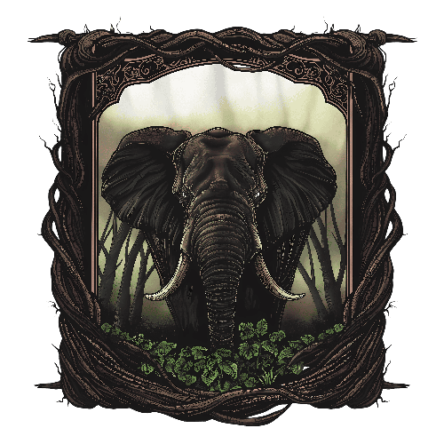 Majestic Elephant in Forest Digital Art for Apparel POD Design