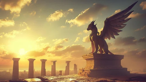 Majestic Griffin Digital Painting - Mythical Creature Art