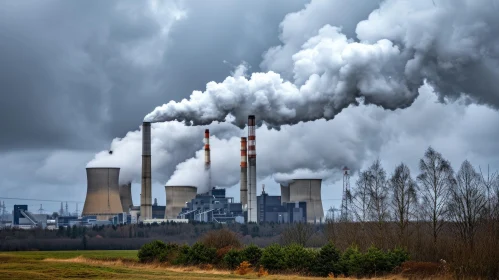Smoke from a Coal-Fired Power Plant on a Stormy Day