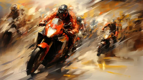 Thrilling Motorcycle Race - An Artistic Endurance Art Masterpiece
