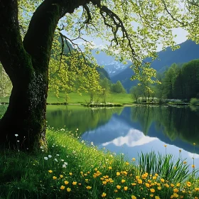 Serene Mountain Lake Reflection