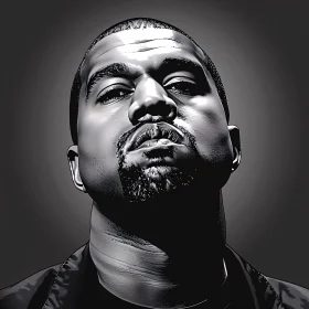 Intense Pop Art Kanye West Monochrome Portrait