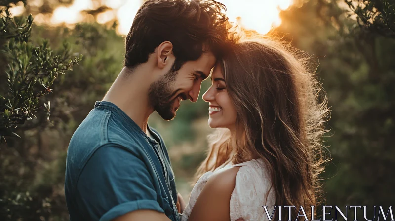 AI ART Golden Hour Romance: Shared Smiles