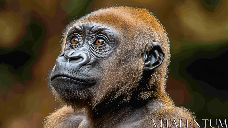 Expressive Gorilla Wildlife Portrait AI Image