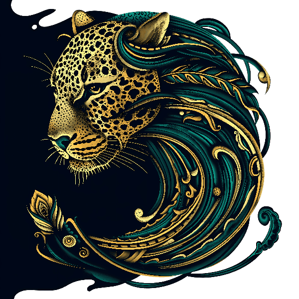 Elegant Leopard Ornament T-Shirt Design POD Design