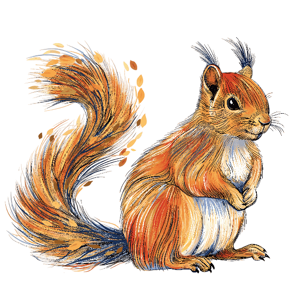 POD Design Whimsical Squirrel Art for Apparel