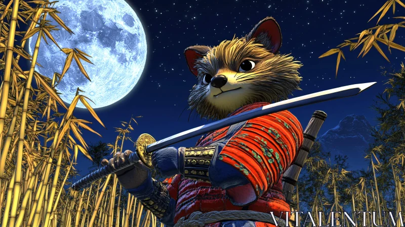 AI ART Furry Samurai with Katana