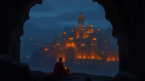 Meditative Night View of Illuminated City