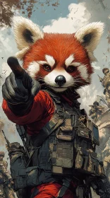 Red Panda Warrior in Uniform