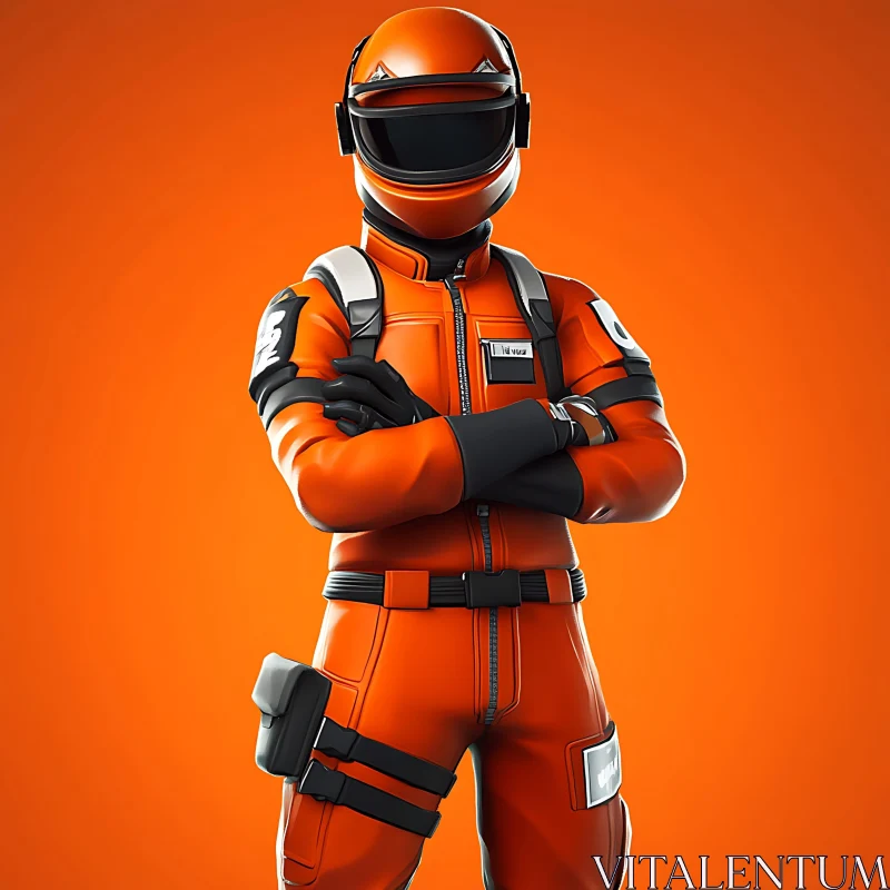 AI ART Orange Suited Astronaut Ready for Space