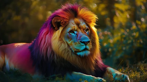 Lion with Rainbow Mane