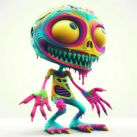 3D Rendered Colorful Cartoon Zombie