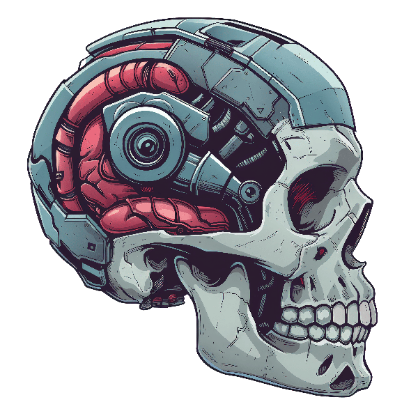 Mechanical Skull Art for T-Shirts