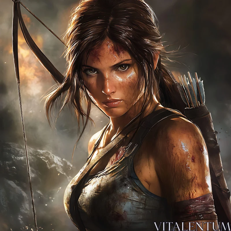 AI ART Tomb Raider Woman with Bow and Arrow