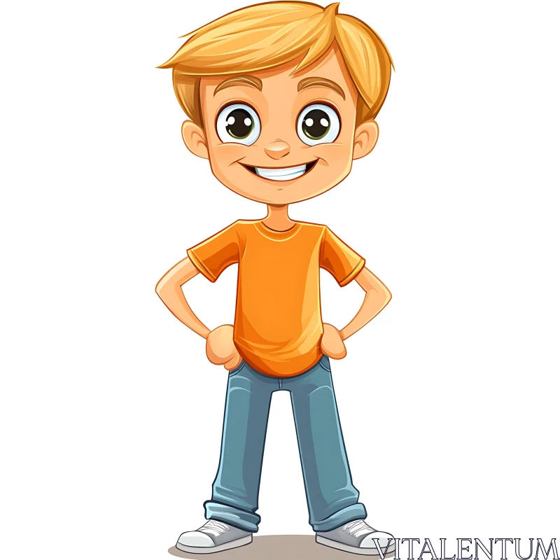 AI ART Smiling Boy Cartoon Character