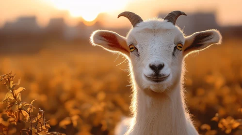 Goat in Golden Sunset