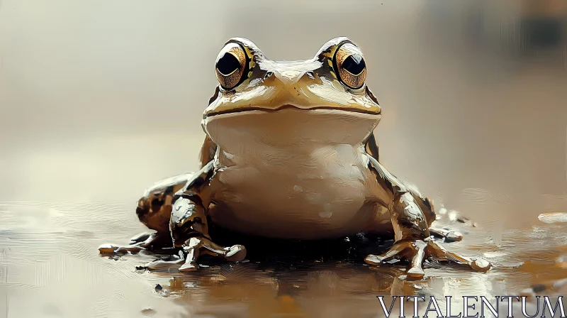 AI ART Frog with Striking Golden Eyes