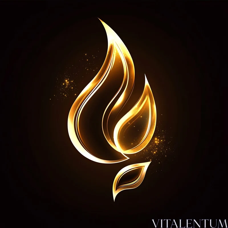 Gleaming Golden Flame Abstract Art AI Image