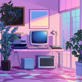 Vintage Computer Setup in a Retro Office