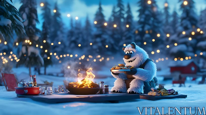 Winter BBQ with Yeti AI Image