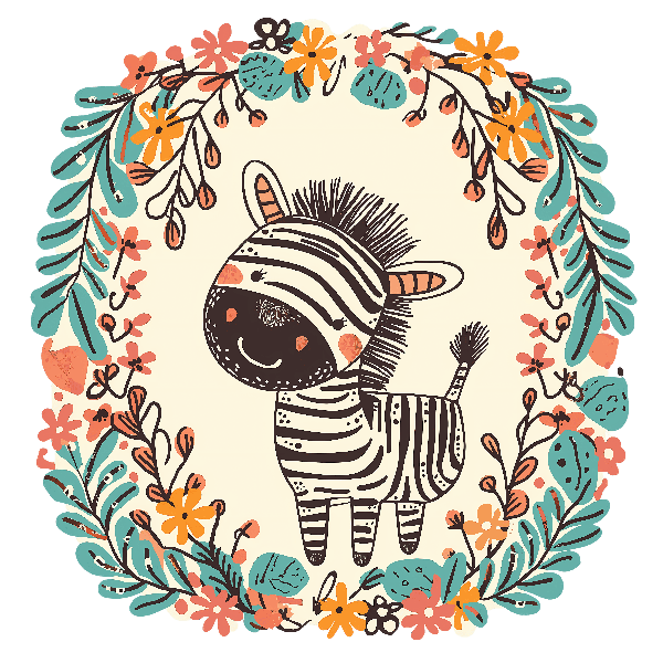 POD Design Cute Zebra with Floral Frame