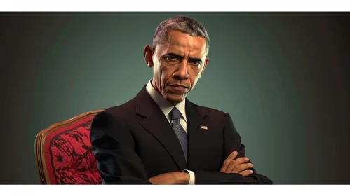 Detailed Portrait of Barack Obama in Suit