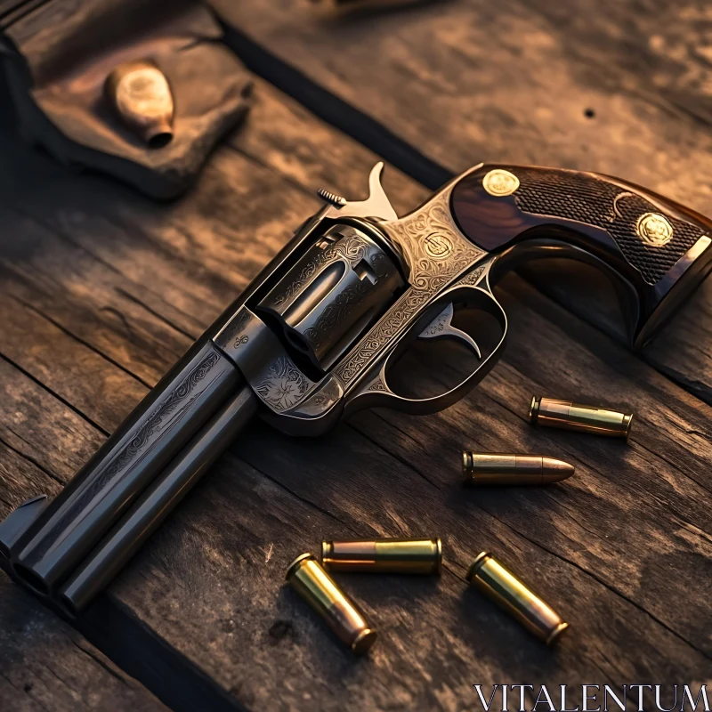 AI ART Engraved Revolver with Bullets