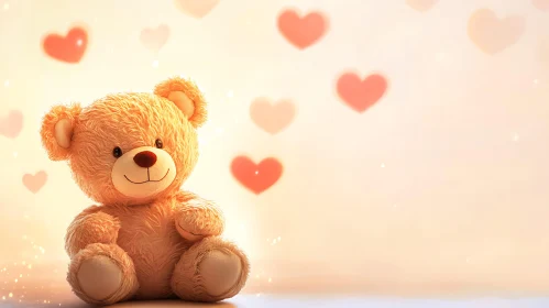 Teddy Bear Surrounded by Hearts