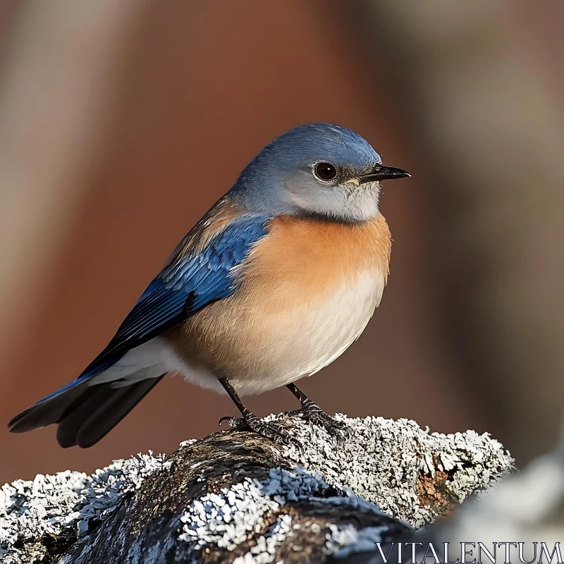 Bluebird Portrait on Mossy Branch AI Image