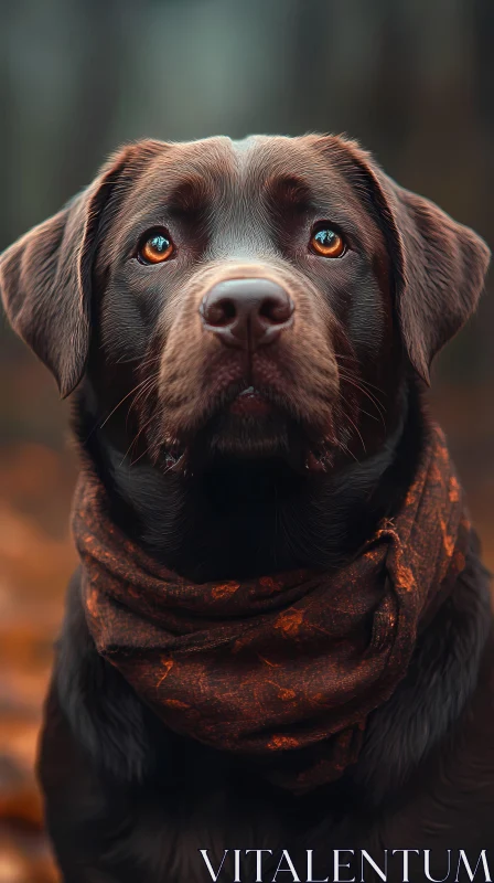 Labrador Portrait with Autumn Scarf AI Image