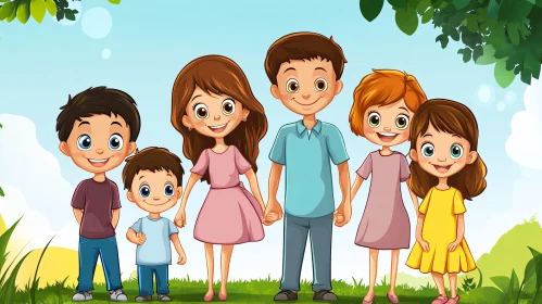 Happy Family Cartoon Illustration