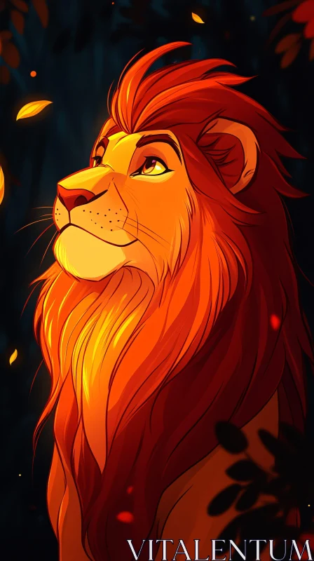 AI ART Animated Jungle Lion Illustration