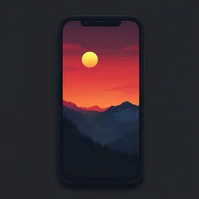 Mountain Sunset Digital Art on Phone