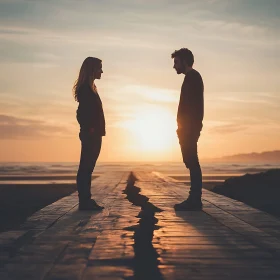 Silhouetted Couple at Sunset