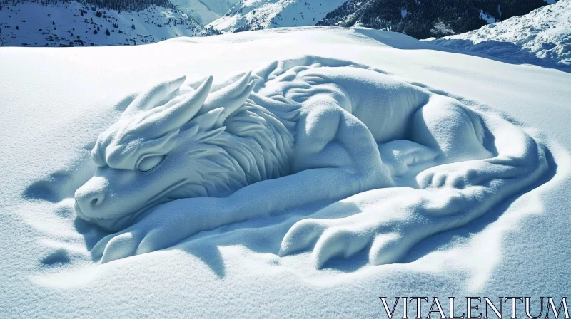 AI ART Winter Dragon: A Snow Sculpture Masterpiece