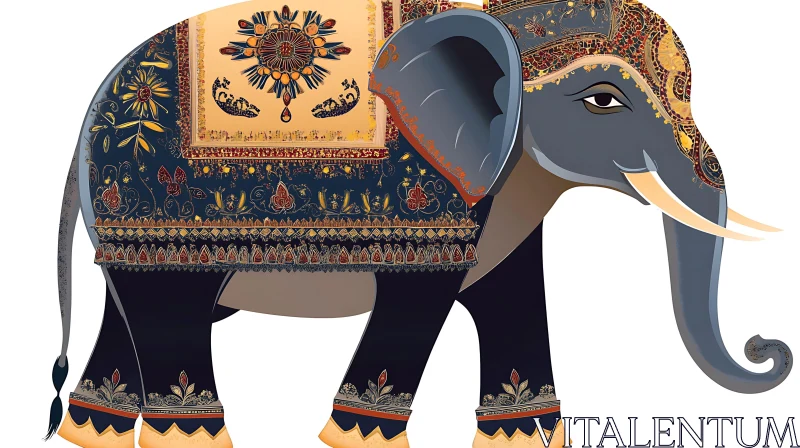 Decorated Elephant with Intricate Design AI Image