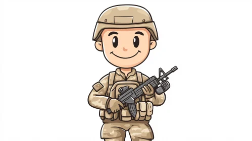 Smiling Soldier Cartoon Character