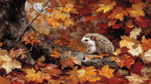 Hedgehog in an Autumnal Forest