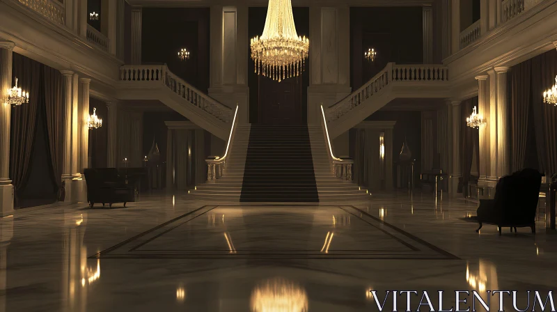 Opulent Staircase with Elegant Decor AI Image