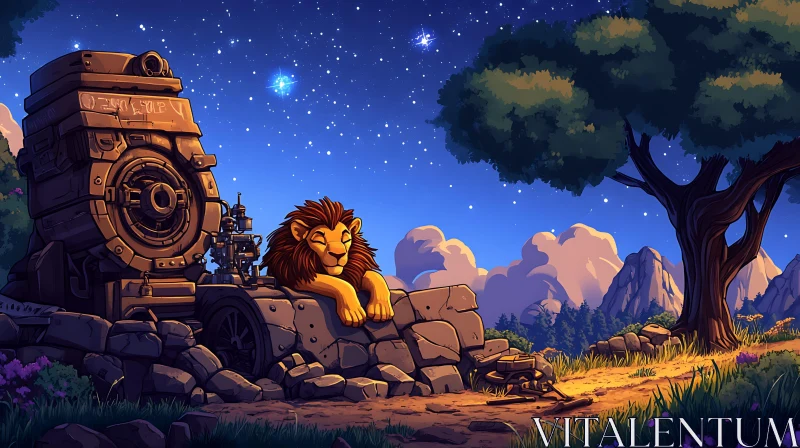 Resting Lion AI Image