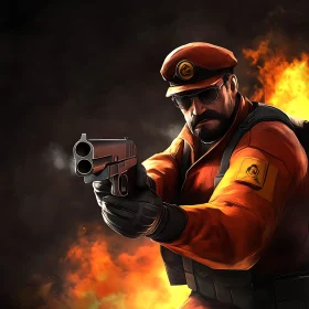 Man in Action with Weapon