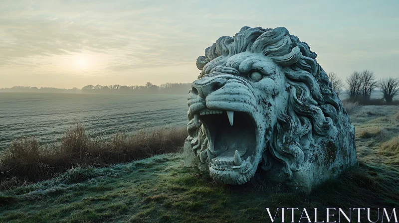 AI ART Stone Lion in the Morning Light