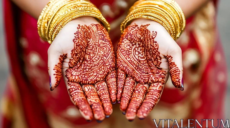 Ornate Mehndi Art on Hands AI Image