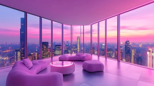 Modern Urban Penthouse with Twilight Skyline