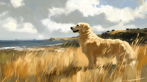 Golden Dog Landscape Art
