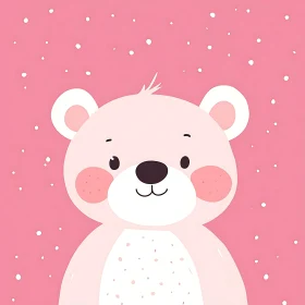 Adorable Baby Bear Cartoon with Pink Backdrop