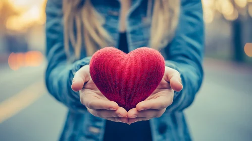 Woman Holding Red Heart