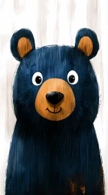 Smiling Cartoon Bear with Blue and Orange Fur