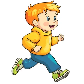 Cartoon Boy Running with Joy