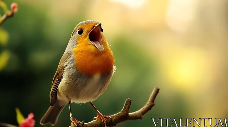 Singing Robin on a Branch AI Image